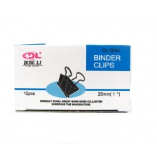 Dingli Binder Clips 25mm (Black) / 12 Pcs